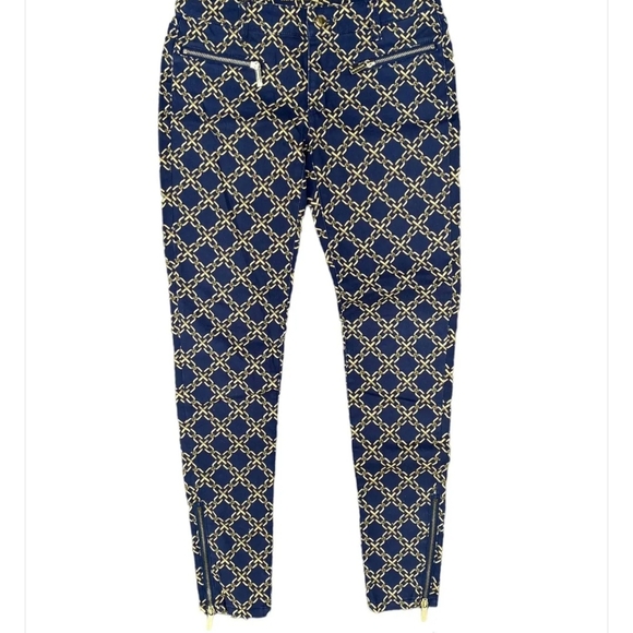Michael Kors Blue and Gold Chain Print Trousers - Picture 2 of 3